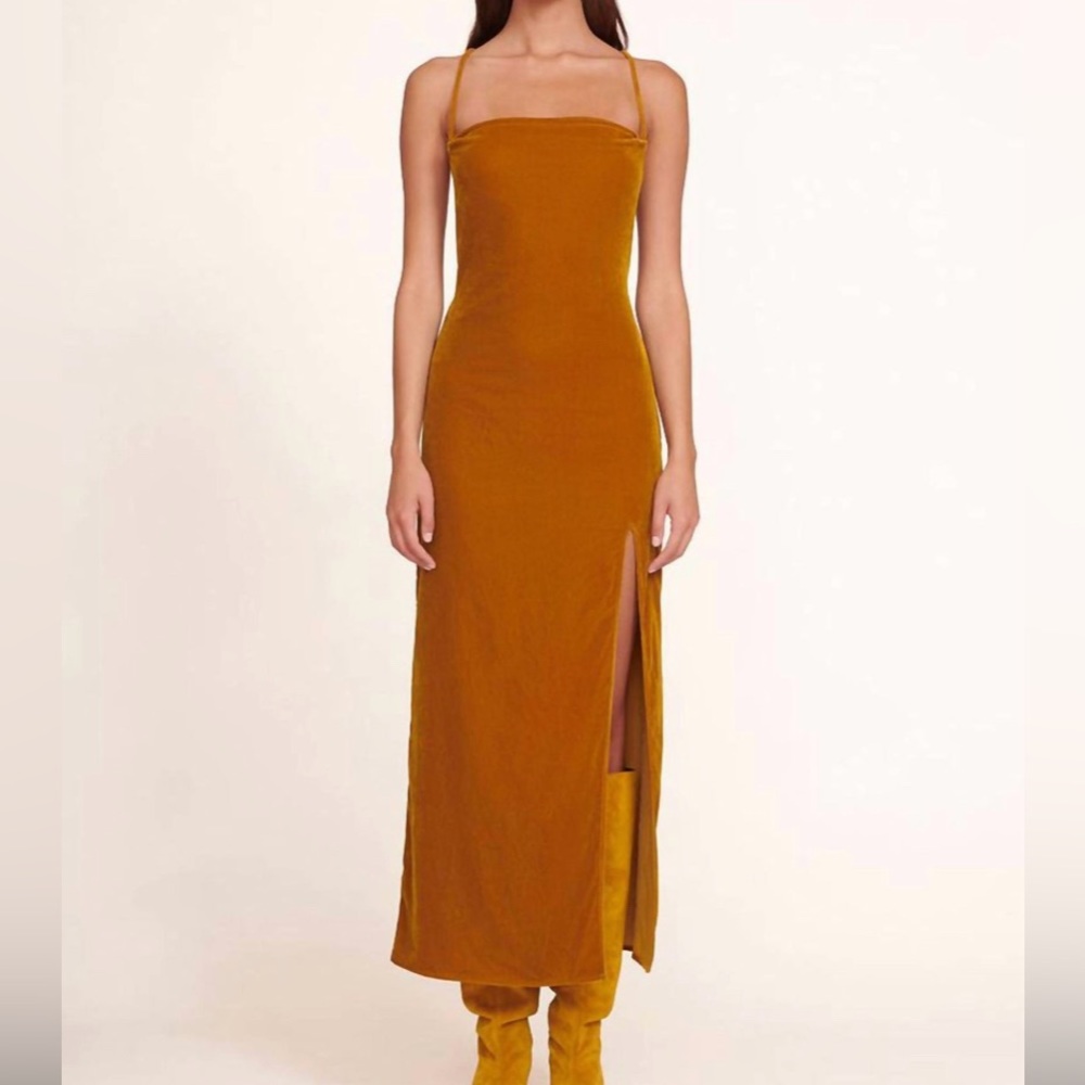 Staud Bellamy Lace-up Velvet Slipdress